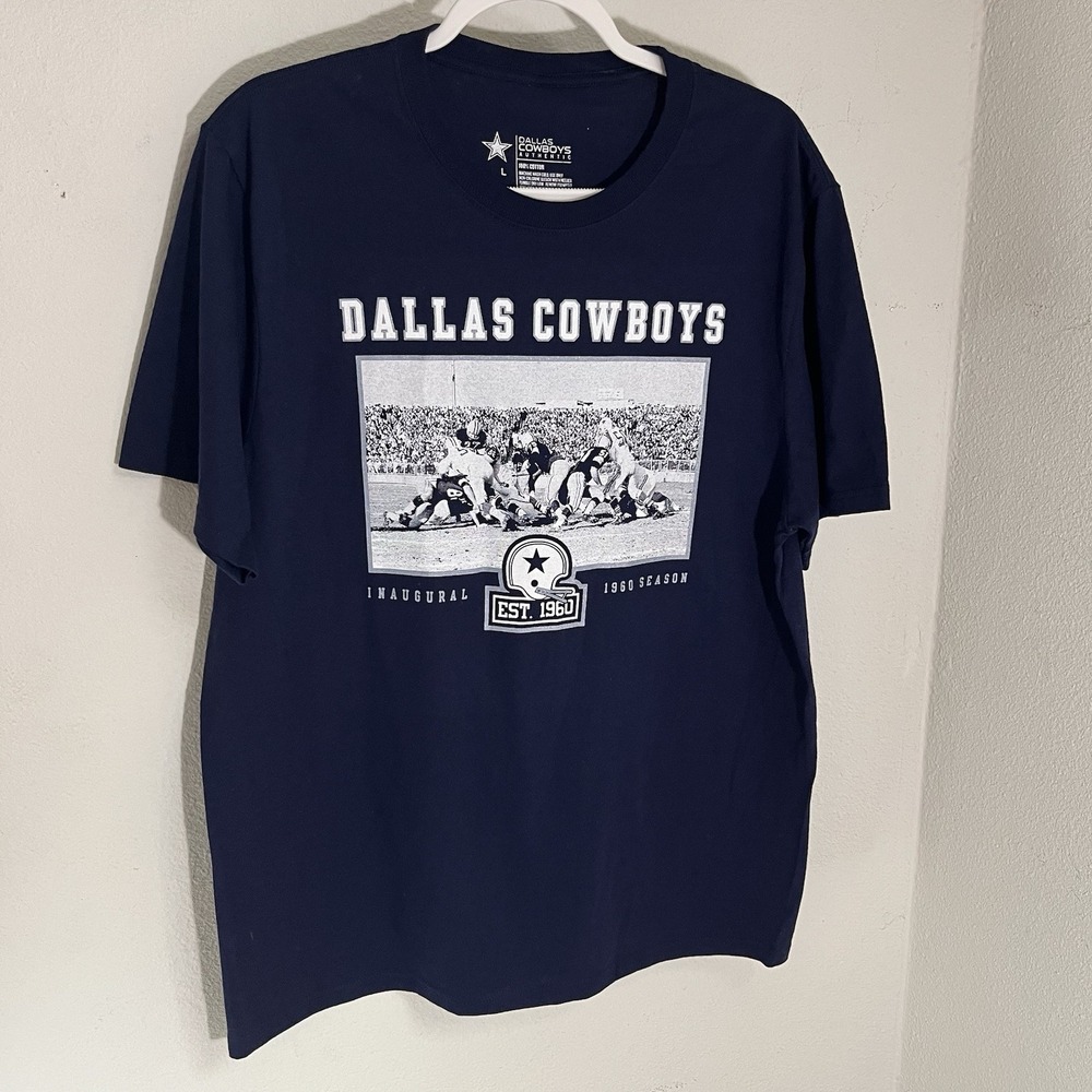 NFL Dallas Cowboys T-Shirt Men's Large Navy Est.1960 Inaugural Season Cotton
